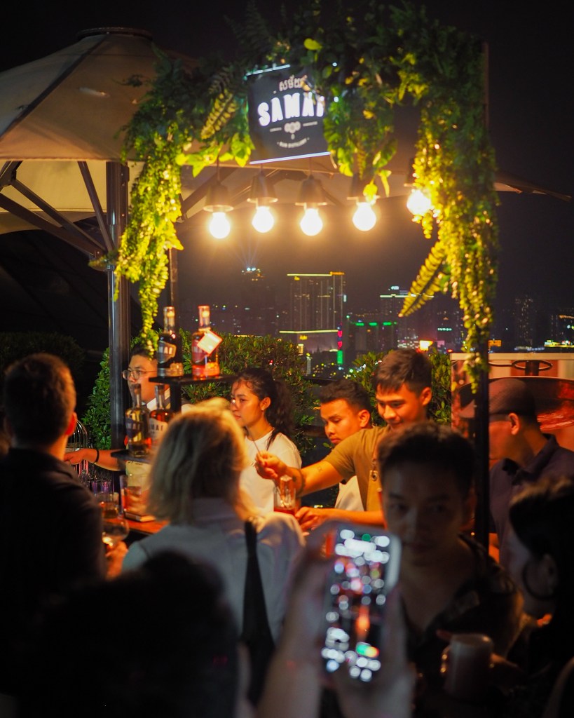 A selection of Cambodian spirits featuring MAWSIM, Samai, and Seekers gin during the Sustainable Bar Summit at Rosewood Phnom Penh.